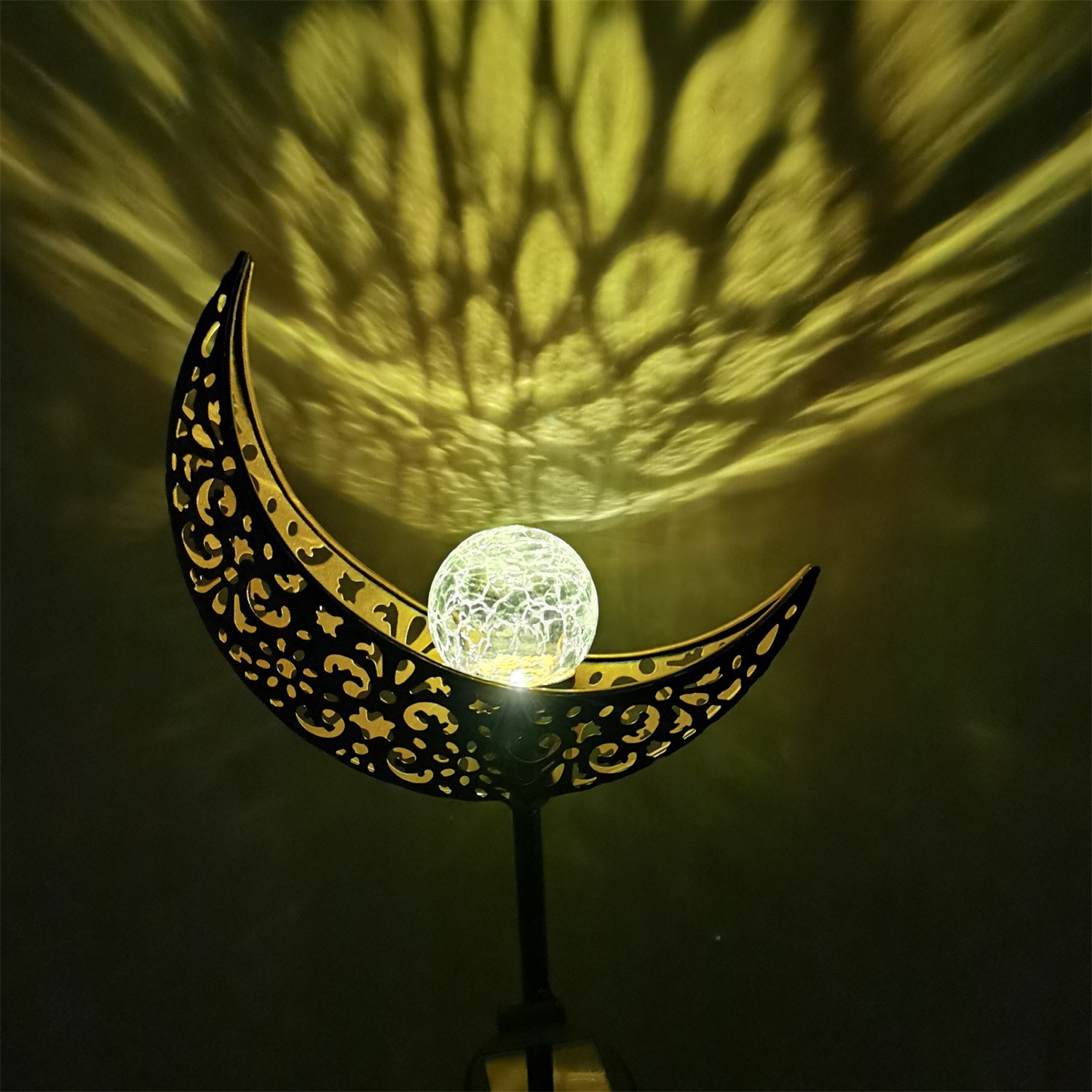 Amazon solar iron art moon ground plug light Outdoor waterproof garden decoration LED courtyard landscape lawn light details Picture