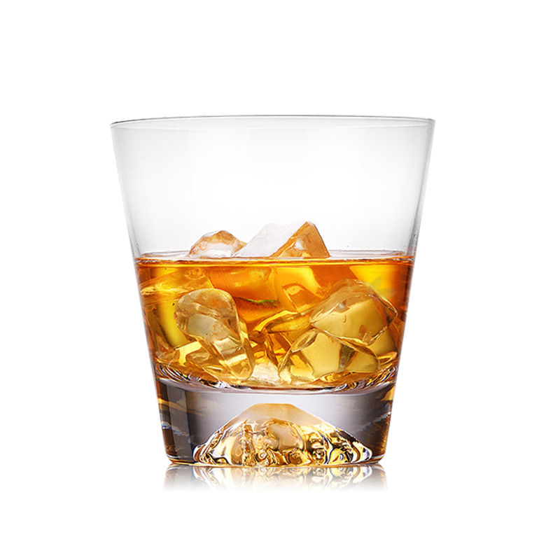 Wholesale of creative Fuji Mountain crystal glass cups, frosted snow Mountain cups, transparent water cups, gift cups that can be paired with wooden boxes Item Picture