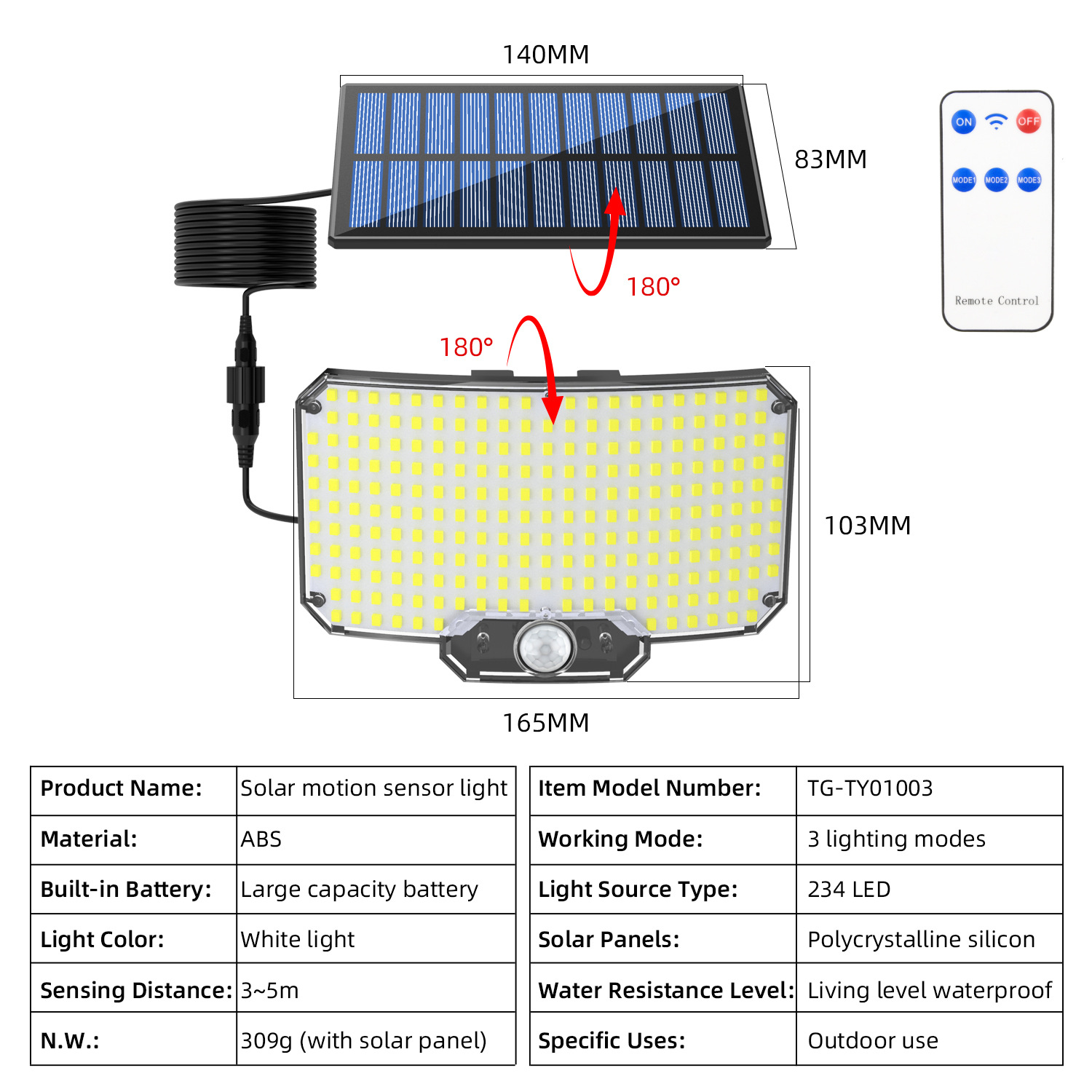 Solar split single-head street lamp, household outdoor waterproof human body sensor wall garden lamp, garage lighting wall lamp Item Picture