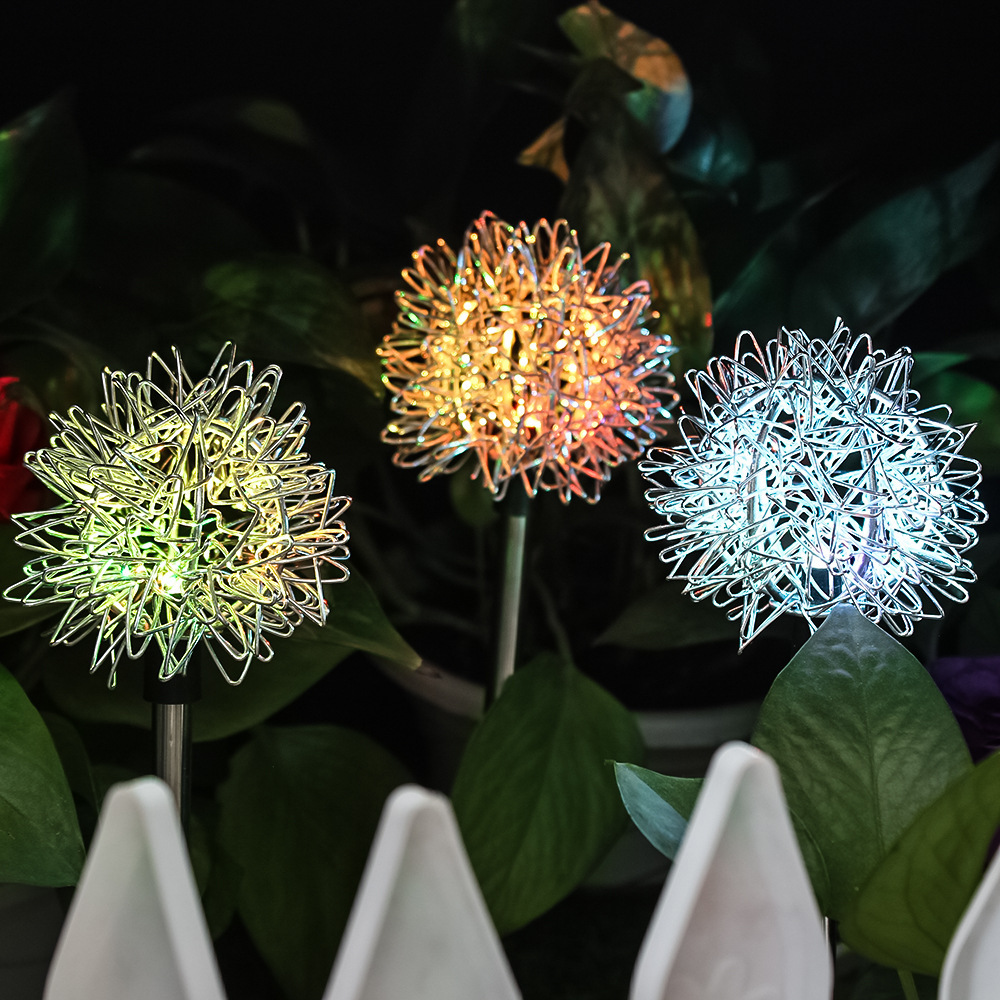 led solar energy type aluminum wire dandelion plug-in outdoor waterproof luminous aluminum wire ball lamp, courtyard garden lawn lamp Application Scenario