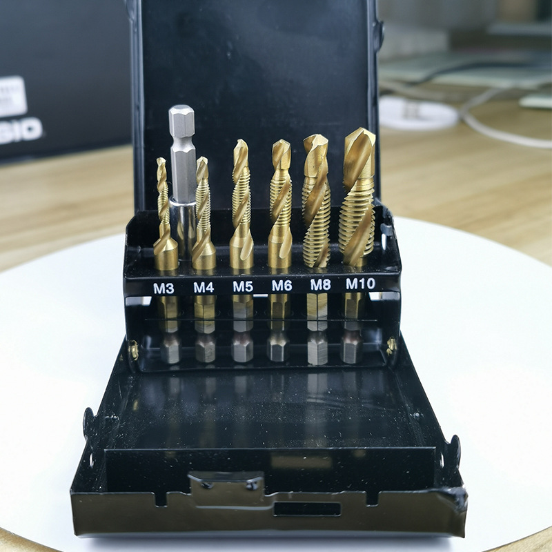 High-speed wire tapping, multi-functional integrated composite tap, titanium-coated screw machine, perforating, tapping and chamfering integrated tap Specification drawing
