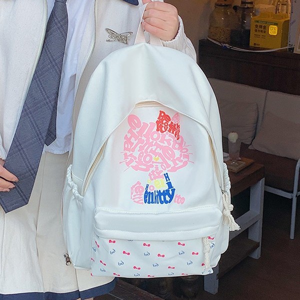 Cute cartoon student large-capacity backpack, cream backpack, new fresh and cute KT cat casual trendy backpack Specification drawing