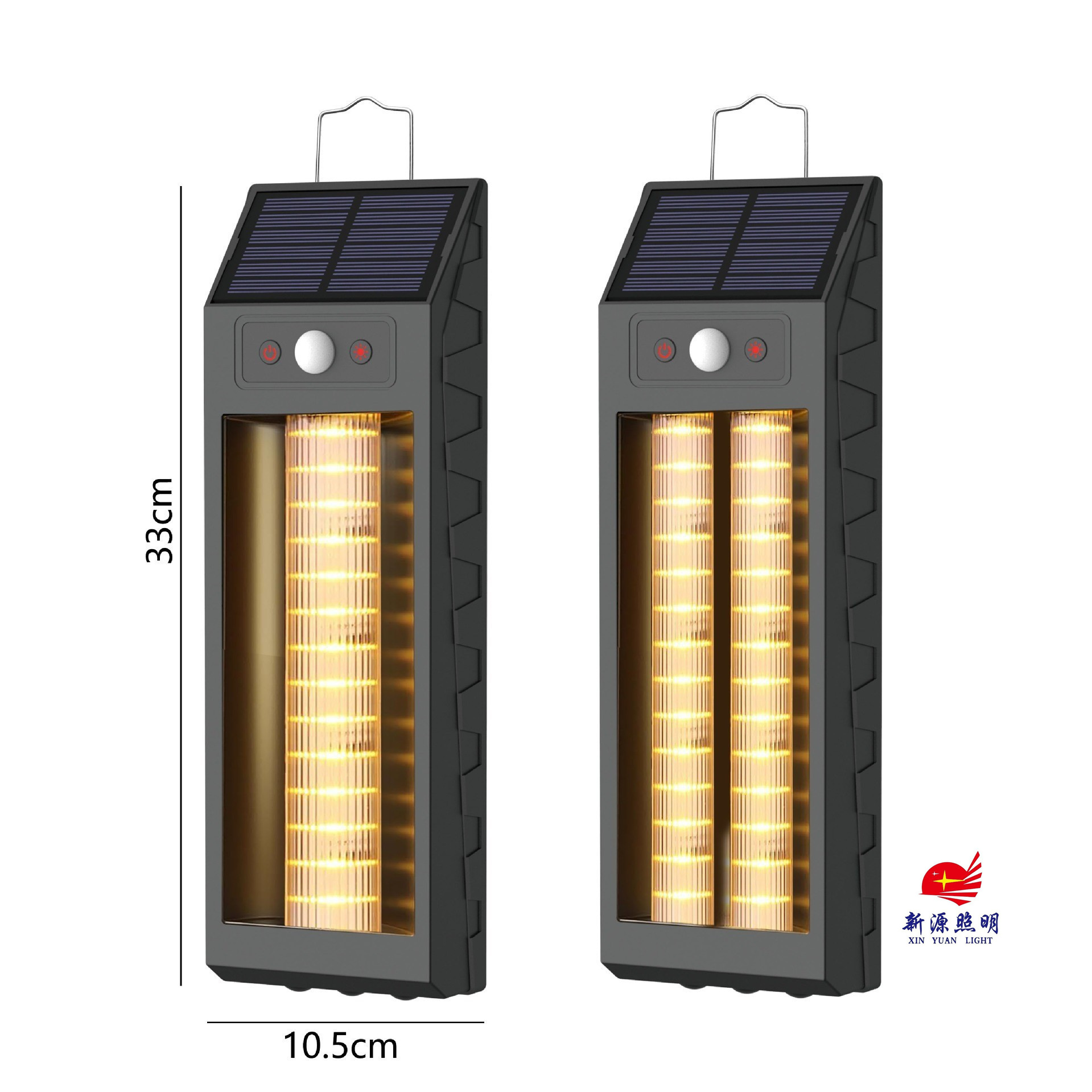 Solar lighting fixtures, garden lamps, human-sensing tungsten filament wall-washing lamps, warm color solar integrated street lamps Specification image