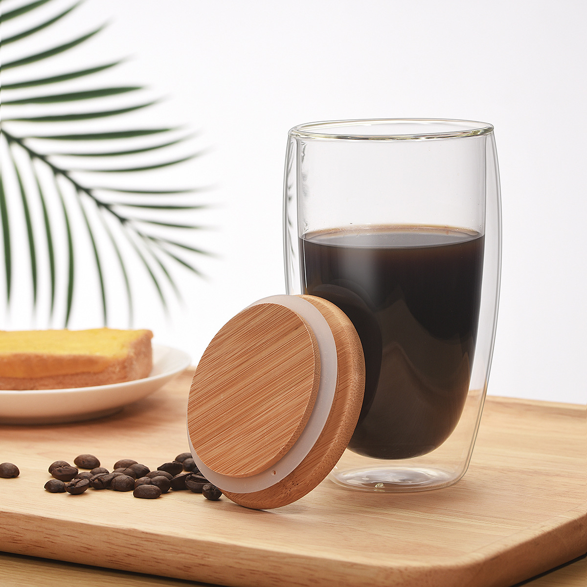 【 Customized LOGO】 Event gift cups: Transparent water cup, heat-resistant coffee cup, High borosilicate double-layer glass cup Specification drawing