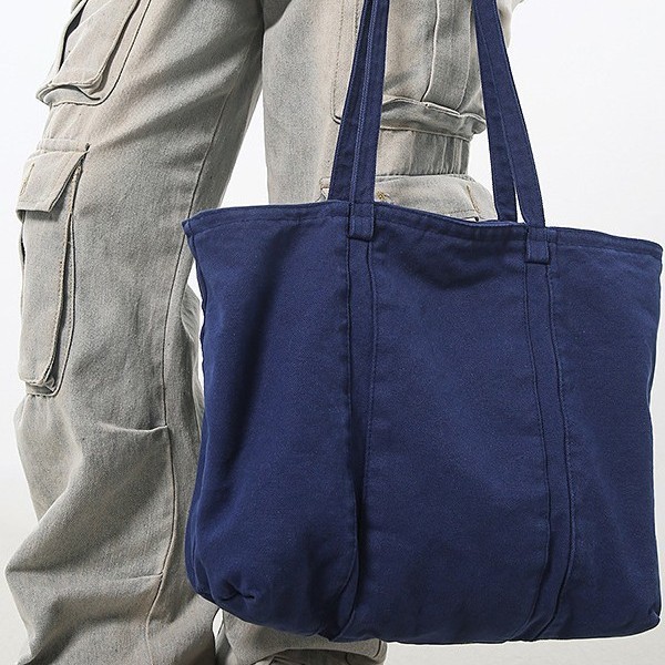 Korean-style casual single-shoulder large-capacity retro washed canvas bag shopping bag, simple and lightweight commuting solid color handbag details Picture