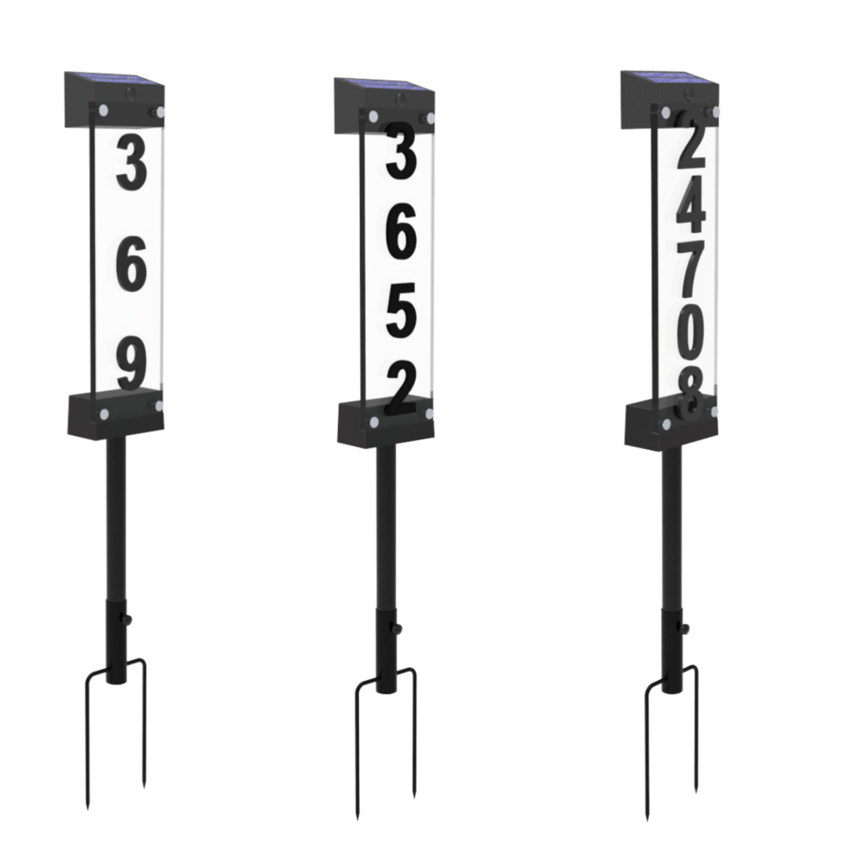 Solar-powered doorplate lights, outdoor seven-color floor wall lamps, digital number plates, LED light-controlled waterproof villa decorative lights Item Picture