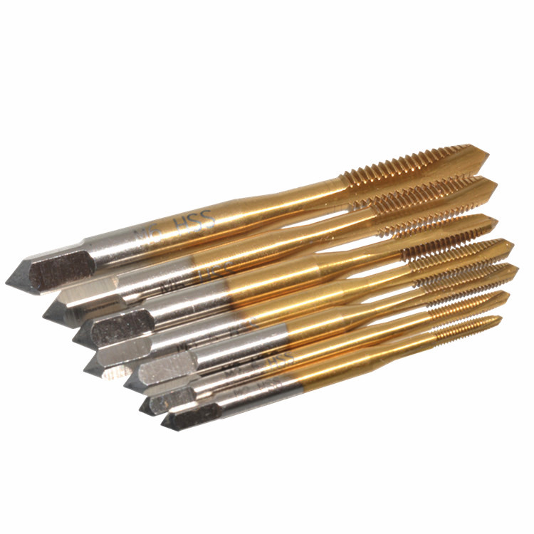 HSS6542/M2 high-speed steel titanium-coated screw tip tap tip tapping tool for square shank straight groove machine Specification drawing