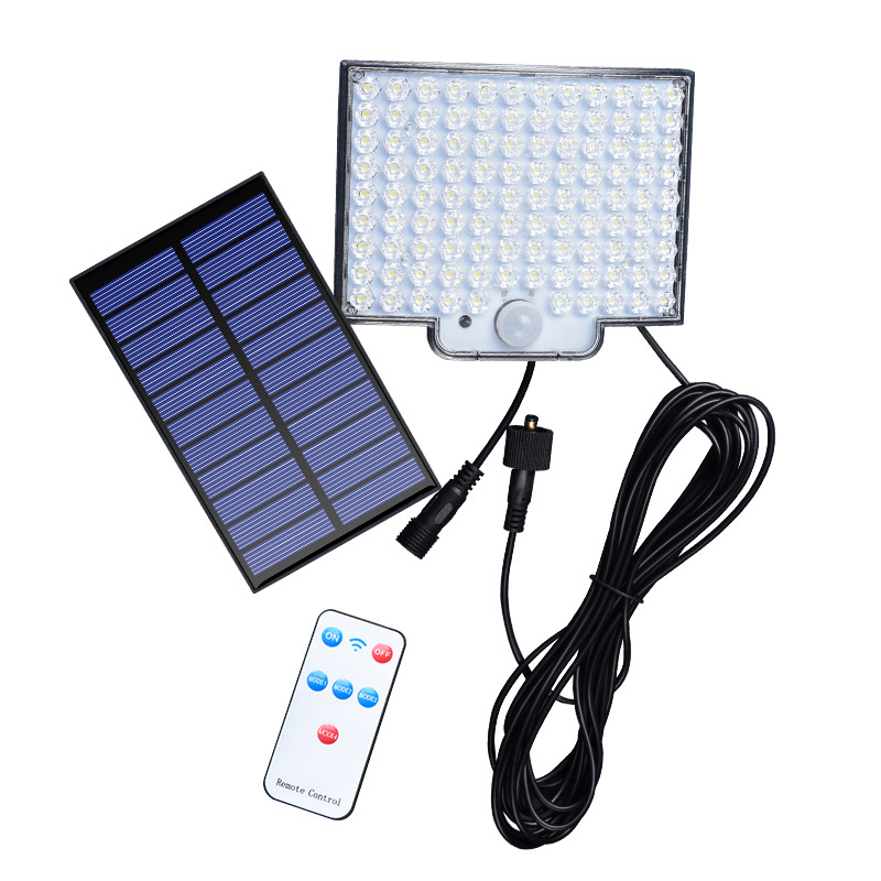 106LED solar lamp Outdoor garden lamp Remote control split human body sensor outdoor lighting lamp for terrace and balcony Item Picture