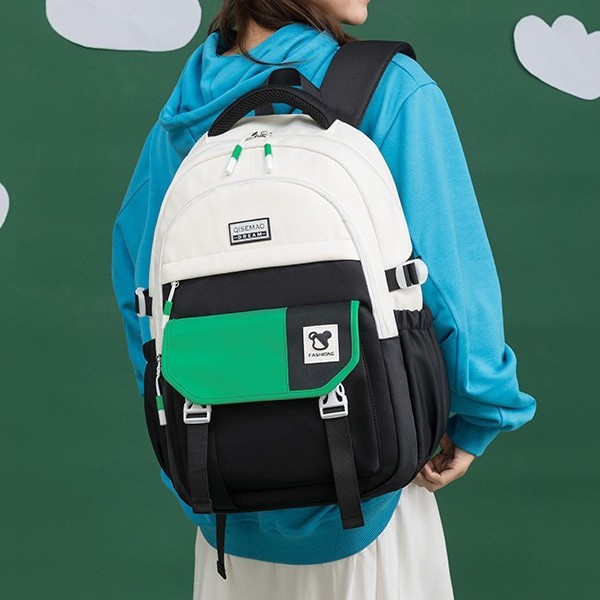 Fashionable new color-blocking and fresh schoolbag, cute school style backpack for primary, junior high and senior high school, large-capacity backpack details Picture