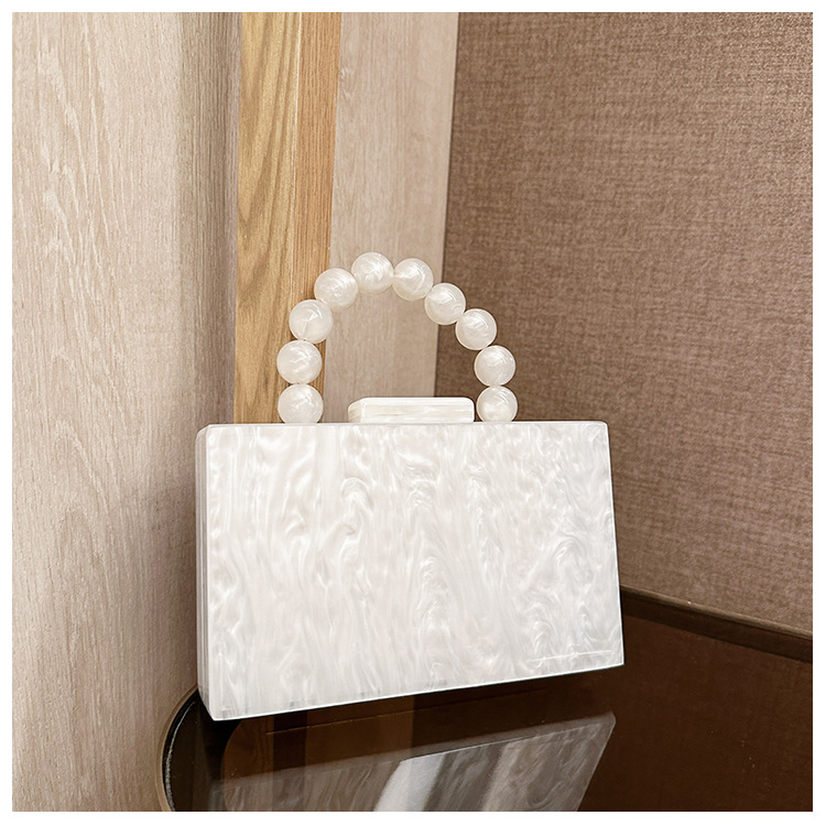 New cross-border acrylic bead hand-held bag, shoulder crossbody chain box bag, dinner bag, factory direct sale Specification drawing