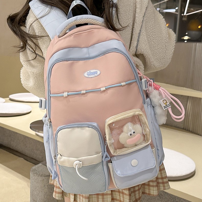 High-end junior high school and college student commuting bag, travel backpack, Korean versatile large-capacity schoolbag, high school student backpack full figure