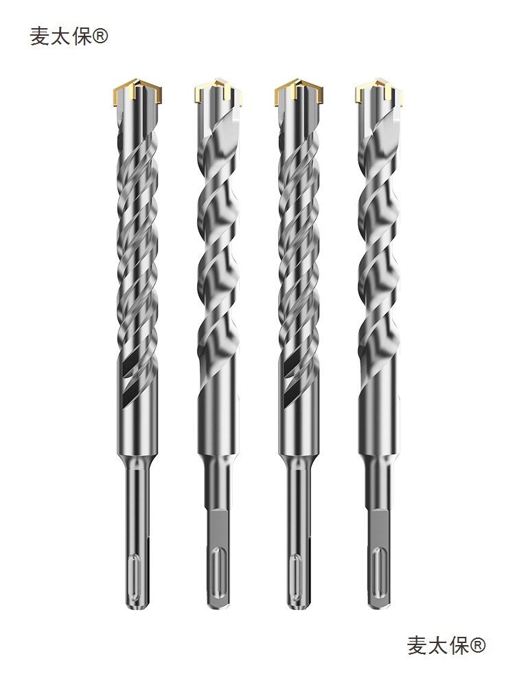 Impact drill bit, electric hammer, round handle, 6mm extended, wall drilling, concrete square handle, four-pit cross, Wanmai Taibao Item Picture