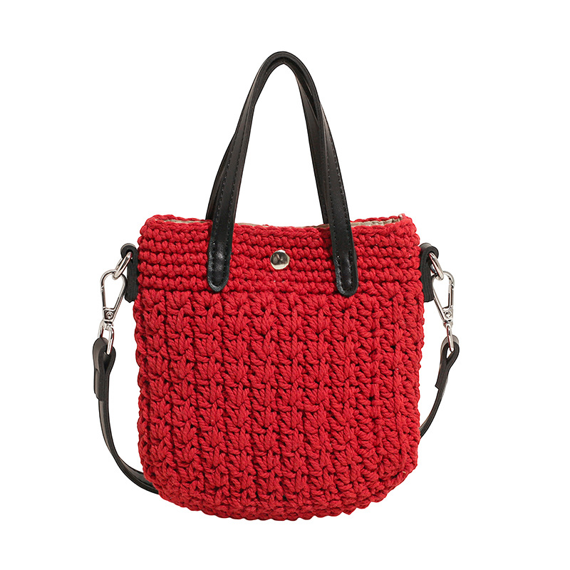 2025 Summer New fashion knitted bag, hollowed-out handbag, seaside vacation single-shoulder bag, casual crossbody bag, women's bag Item Picture
