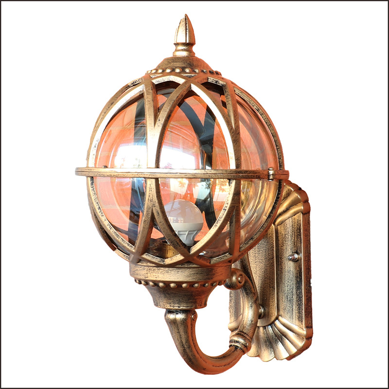 Outdoor waterproof wall lamps, European-style balcony and staircase exterior wall lamps, outdoor retro villa garden gate, corridor and courtyard lamps Specification drawing