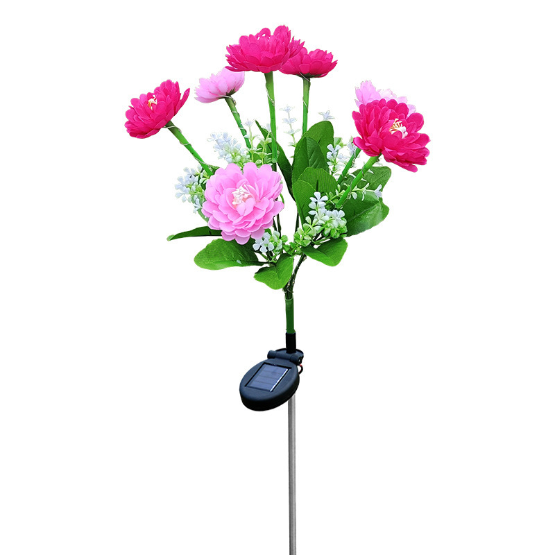 New 7-head solar snow lotus flower lantern, outdoor simulation flower lantern, courtyard decorative light, LED artificial flower ground insert lawn light Item Picture