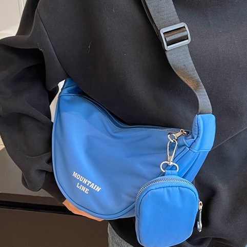 New solid-color soft surface sewing textured bag, fashionable street trend dumpling shape mother-and-child bag, single-shoulder crossbody bag full figure