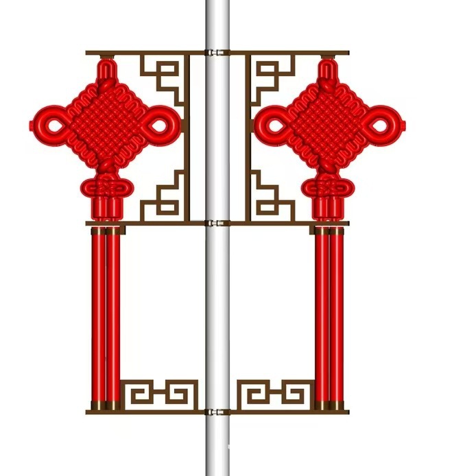 New rural led Chinese knot street lamp, outdoor road solar double-sided light-emitting vacuum-formed Chinese knot light box manufacturer full figure