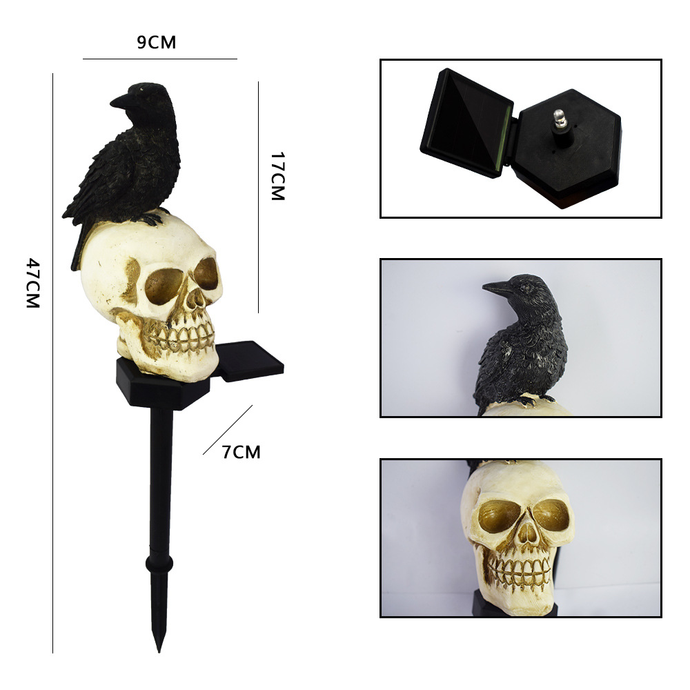 New solar lamp resin courtyard decoration Halloween Crow outdoor waterproof garden plug-in landscape lamp Application Scenario
