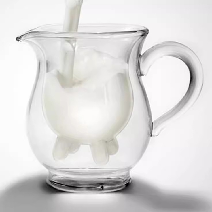 Wholesale of creative milk double-layer glass cups, heat-resistant high borosilicate mugs, handcrafted juice cups Item Picture