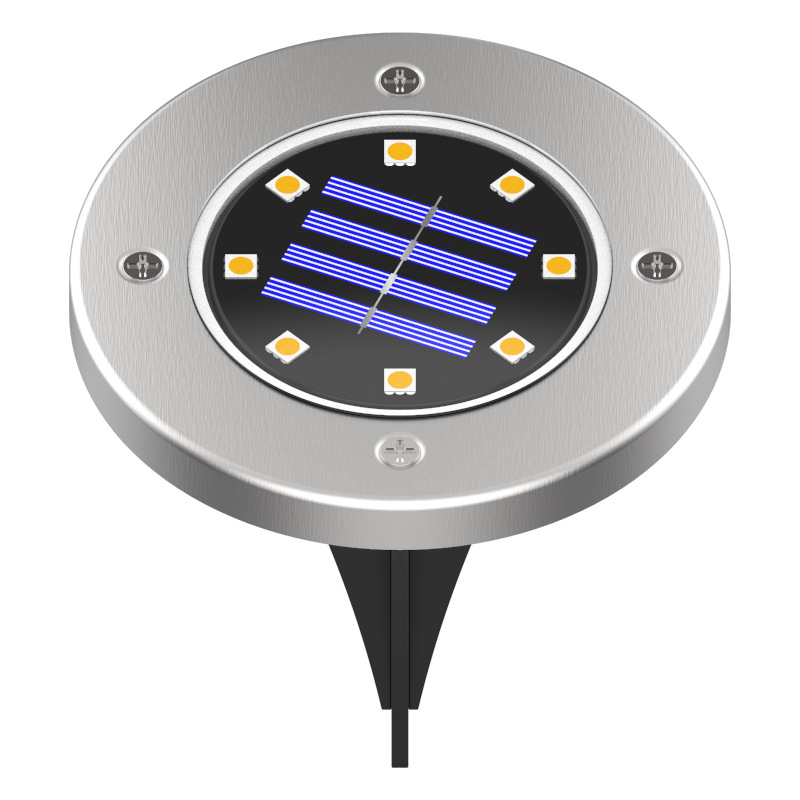 Cross-border best-selling solar ground lights 4/5/8/12LED outdoor stainless steel garden lights, landscape lights, ground lights Item Picture