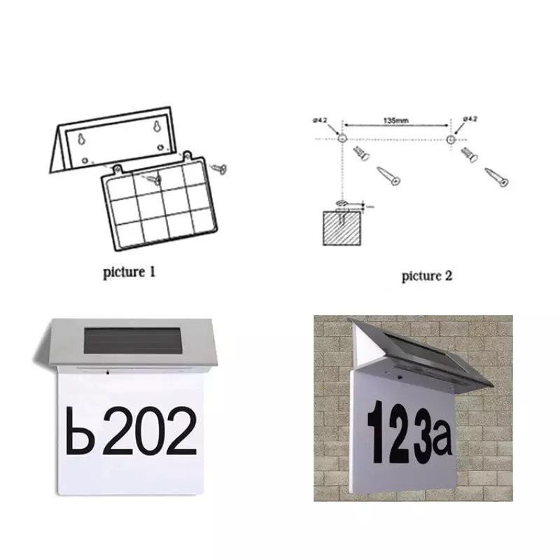 Solar-powered stainless steel house number light, house number indicator light, digital LED number light Application Scenario