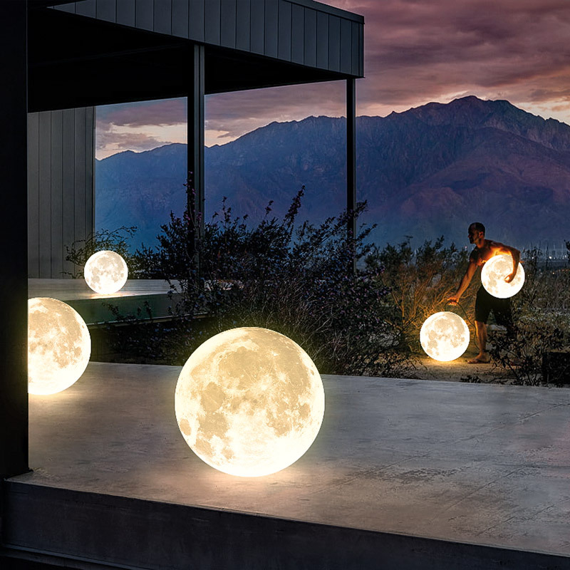 Lawn lights, outdoor moon lights, courtyard garden lighting atmosphere, park landscape lights, designer creative moon ground lights Specification drawing