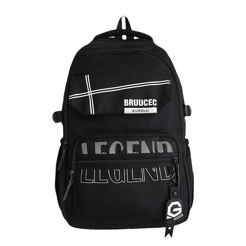 Simple computer bag, men's backpack, high school student spliced double-shoulder backpack, cool and versatile, college birthday style large backpack Item Picture