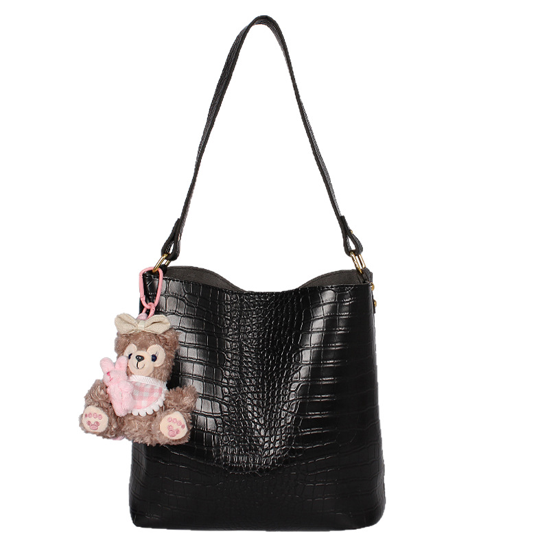 Retro and fashionable stone-patterned large-capacity bucket bag for women, 2025 new style, versatile and high-end casual single-shoulder crossbody bag Item Picture