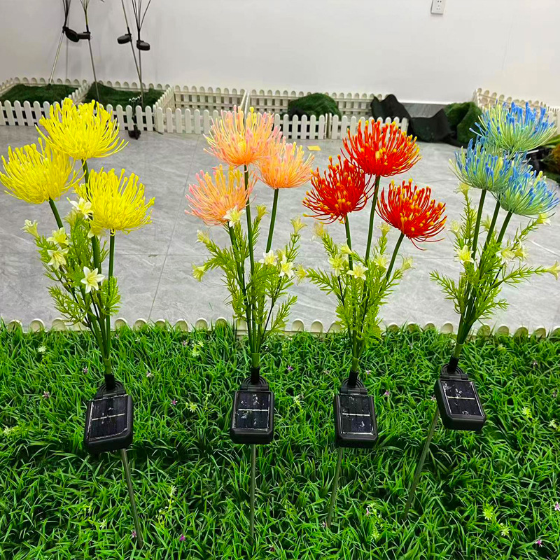 Solar-powered Red spider lily lamp, outdoor courtyard garden lawn lamp, simulated sunflower landscape decorative ground insert lamp new product details Picture