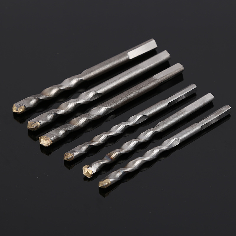 Hand-held electric drill with triangular handle, cement wall drill bit, hard alloy tungsten steel impact drill bit Specification drawing