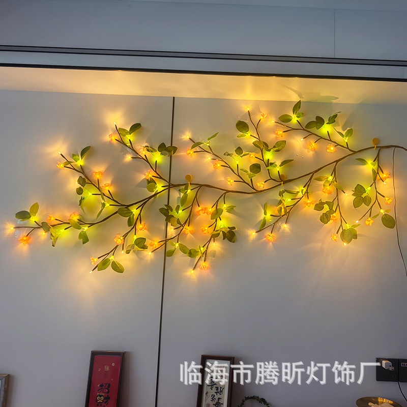 LED butterfly tree vine lamp, flexible shape, peach blossom, cherry blossom vine lamp, maple leaf macaron rose lamp details Picture