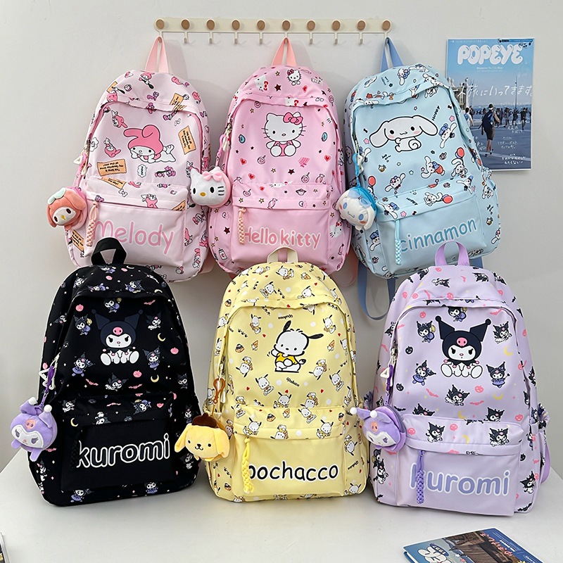 Cartoon Kuromi Backpack for primary school students, a niche Korean version of the backrest shoulder strap, large-capacity casual backpack details Picture