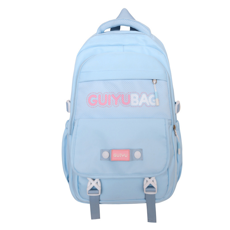 The new schoolbag is simple and versatile for female middle school students. It features a large-capacity, fashionable solid color backpack and a college-style backpack for high school students Item Picture