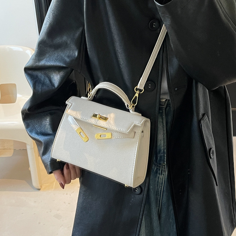 Fashionable Kelly bag, simple solid color small bag, women's 2025 new trendy and versatile ins handbag, single-shoulder crossbody bag full figure