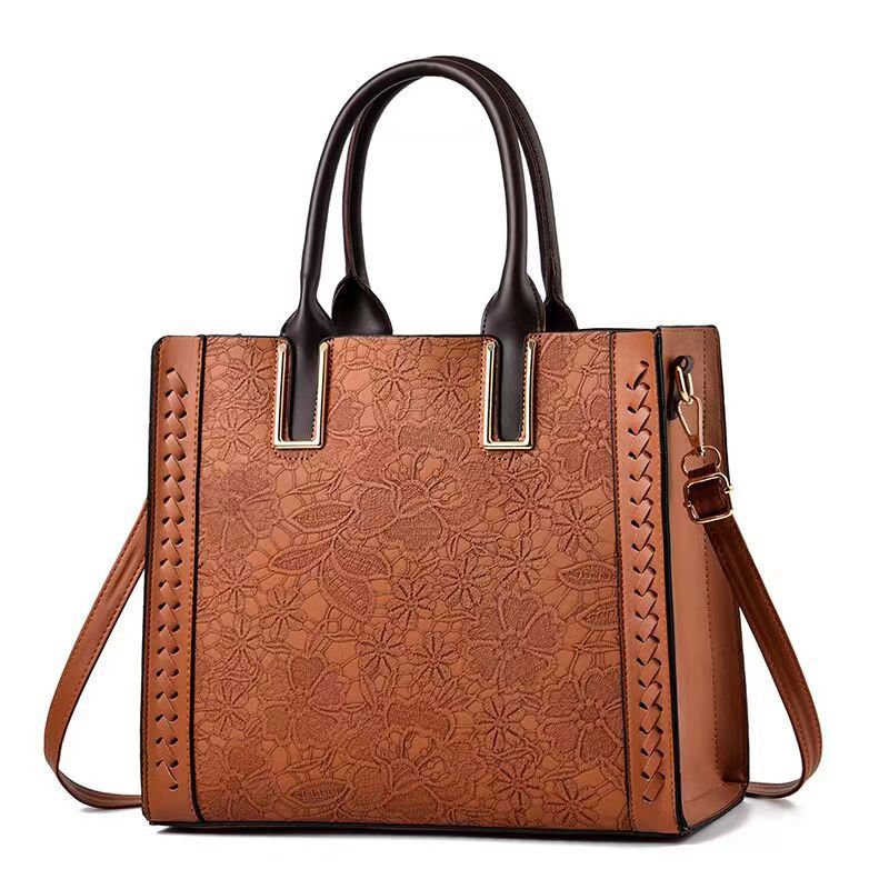 High-end and stylish handbag, 2022 new trendy retro embossed large capacity bag, versatile single-shoulder crossbody bag Item Picture