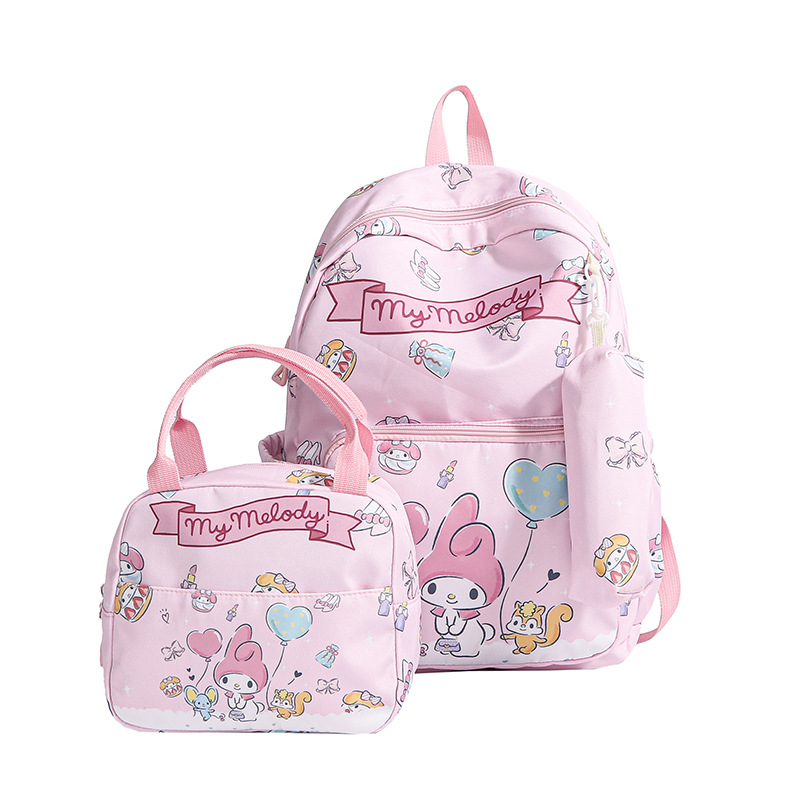 2025 New cartoon children's schoolbag, three-piece backpack for middle school students, simple and casual, large-capacity travel backpack full figure