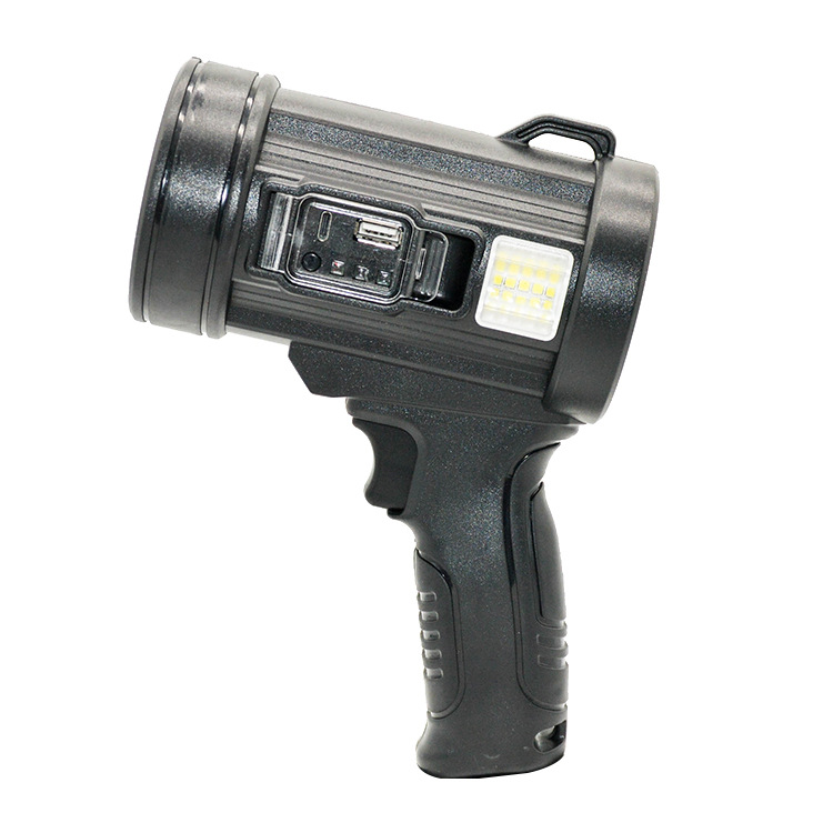 Outdoor P50 high-intensity searchlight, solar-charged LED high-power portable lamp, emergency flashlight, with extremely bright light details Picture