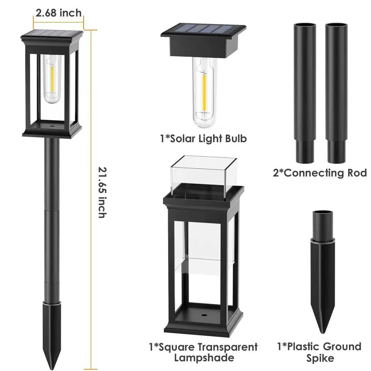 Cross-border factory wholesale warm solar square ground plug tungsten filament lamps, waterproof lawn lamps, outdoor garden lamps Item Picture