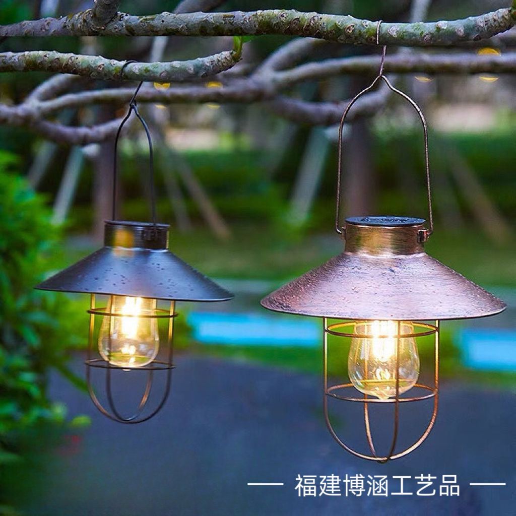 Ironwork retro courtyard hanging lamp decoration, solar chandelier, garden villa, outdoor street lamp, outdoor waterproof Application Scenario