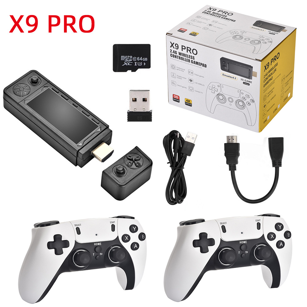 The P5 foreign Trade X9PRO TV features a high-definition 2.4G wireless retro HDMI home game console and PSP arcade full figure