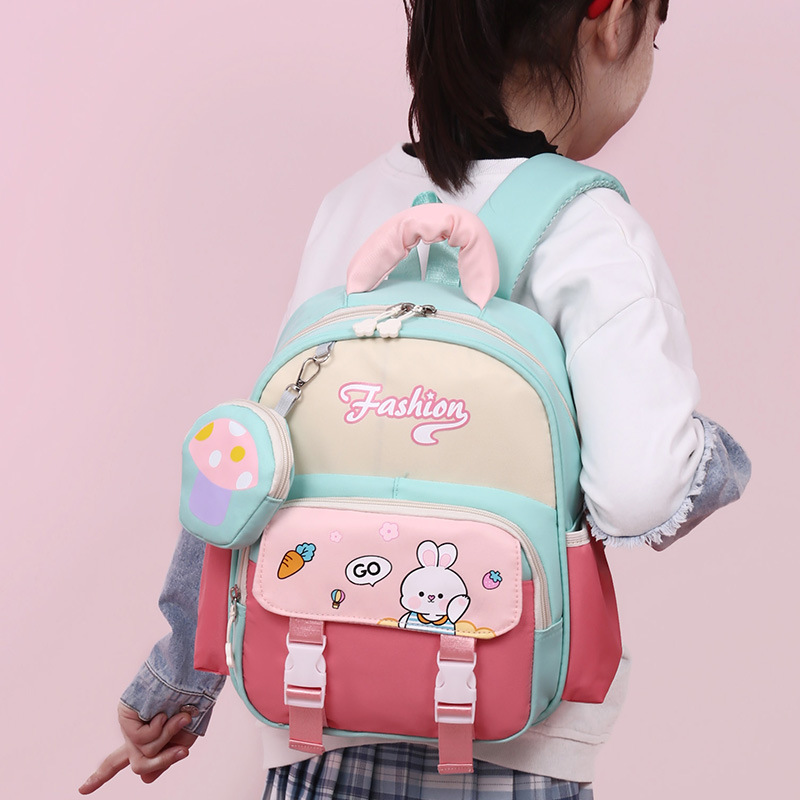 Cross-border schoolbag: Cute rabbit backpack with chest buckle for kindergarten girls, small class backpack for boys, cartoon dinosaur backpack for entering the kindergarten details Picture