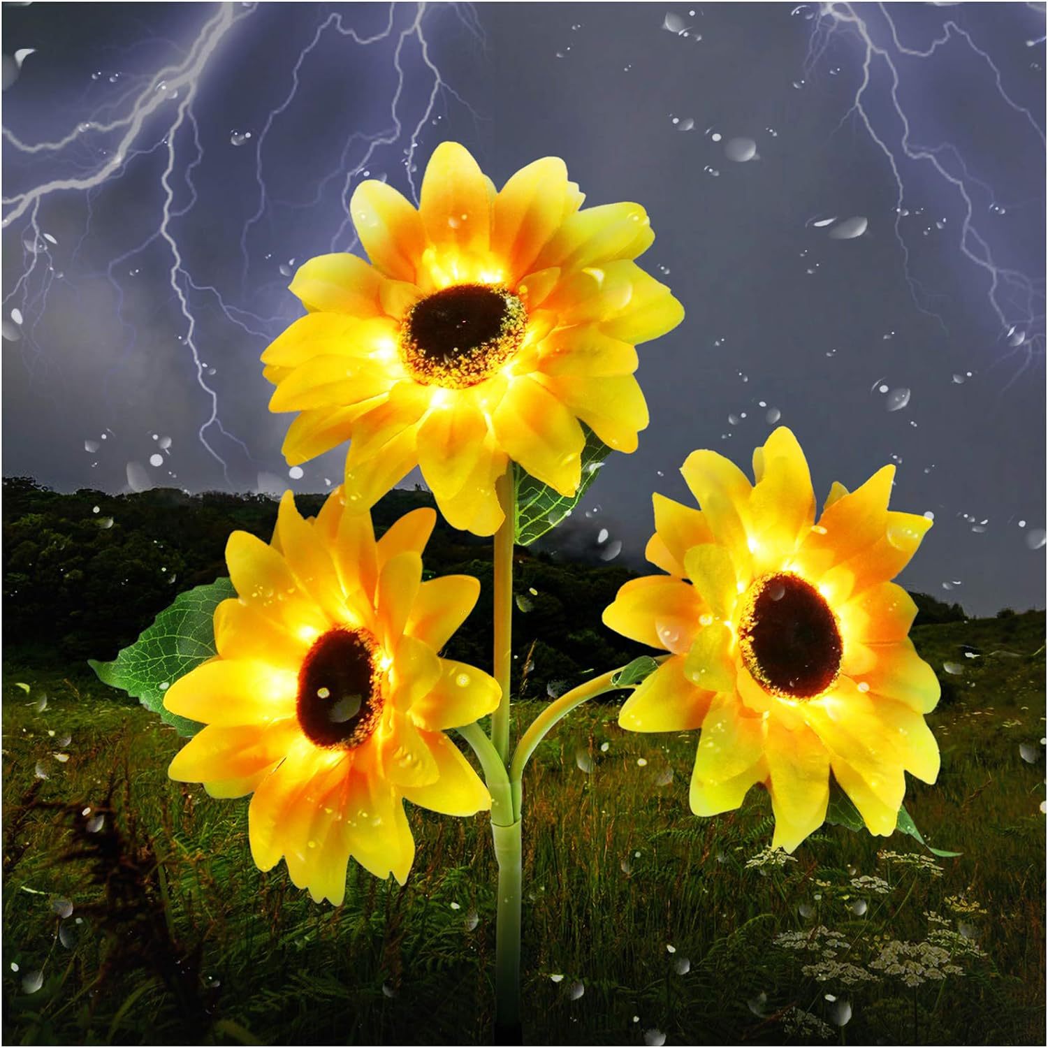 Cross-border Amazon led solar sunflower three-head lawn courtyard decorative landscape outdoor light source manufacturer Application Scenario