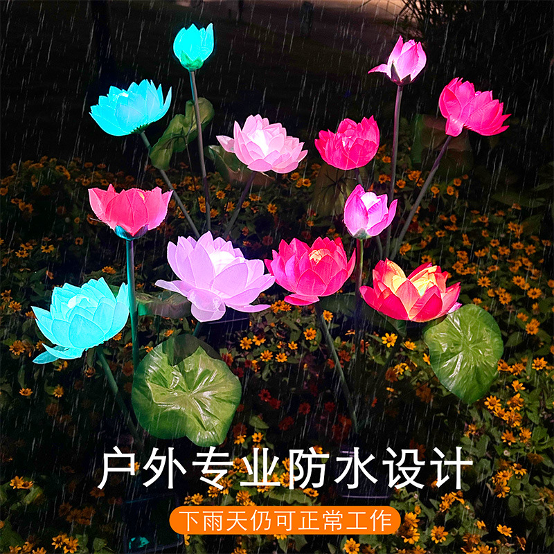 Cross-border solar lotus lamps, outdoor lamps, courtyard decorative lamps, villa square landscape lamps, waterproof ground insertion lawn lamps Application Scenario