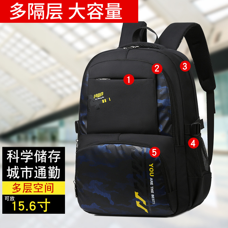 The manufacturer wholesales new types of backpacks for primary and secondary school students, large-capacity backpacks, casual and simple schoolbags for boys and girls in junior high school details Picture