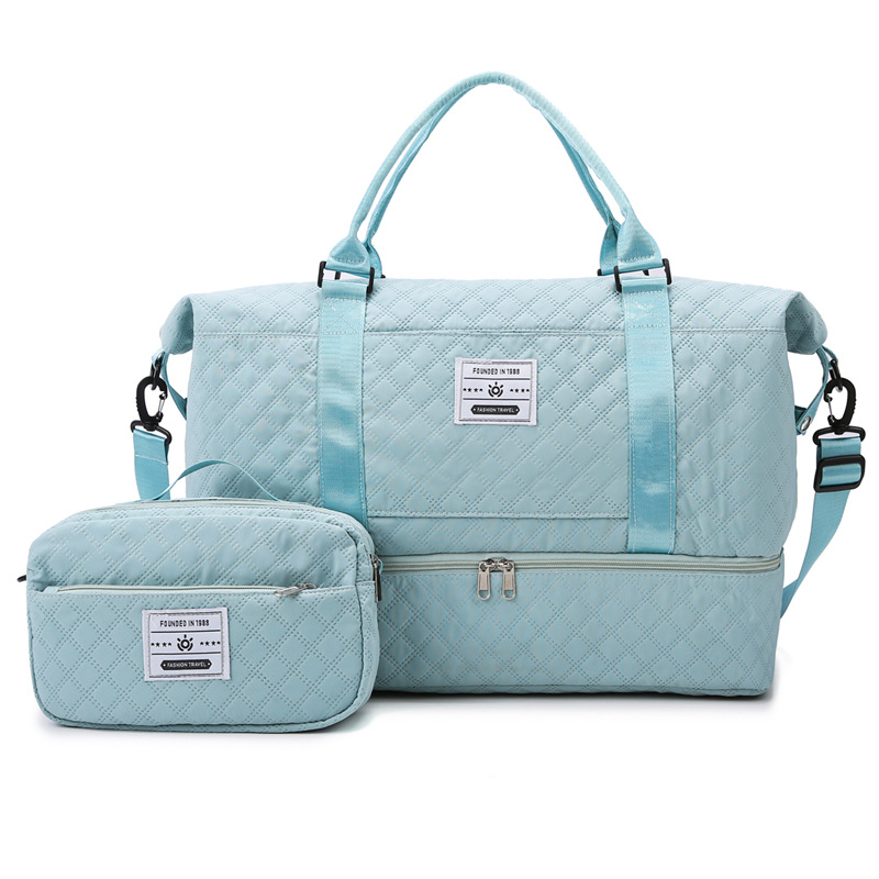 Cross-border two-piece handbag set, short-distance travel luggage bag, large capacity, lightweight, dry and wet separation sports and fitness bag Item Picture
