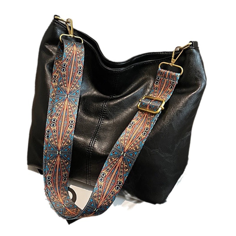 Retro-style geometric print strap Hobo bag, large-capacity crossbody bag, women's shoulder bag, crossbody bag Item Picture