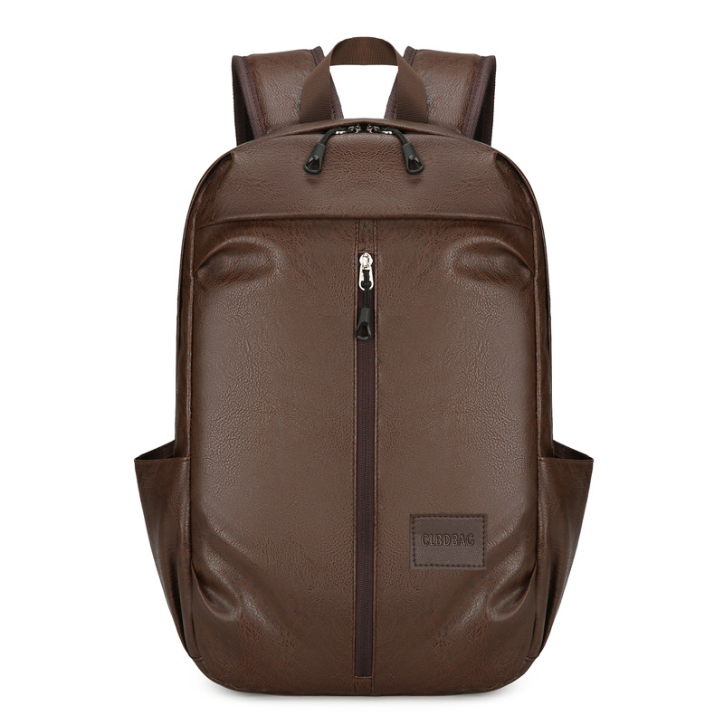 New business Korean-style backpack for junior and senior high school students, men's large-capacity, simple PU outdoor travel computer backpack Item Picture