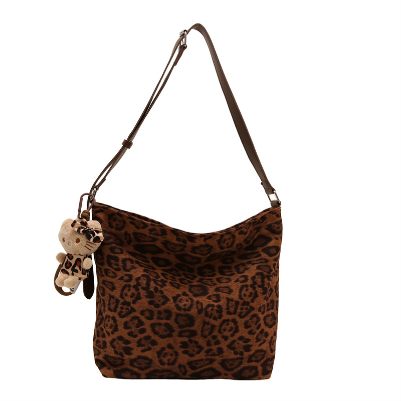 Cross-border women's bag, retro and stylish tote bag, new fashionable leopard print large-capacity single-shoulder bag for commuting to work Item Picture