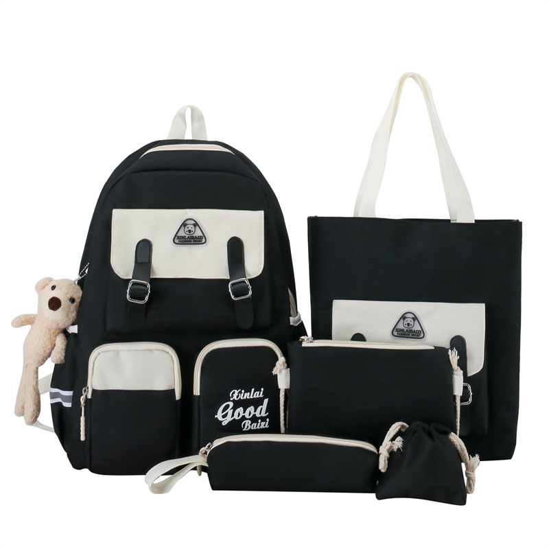 Cross-border backpack for girls, school style, primary and junior high school students, schoolbag set, Korean version, large-capacity tutorial hand-held backpack Item Picture