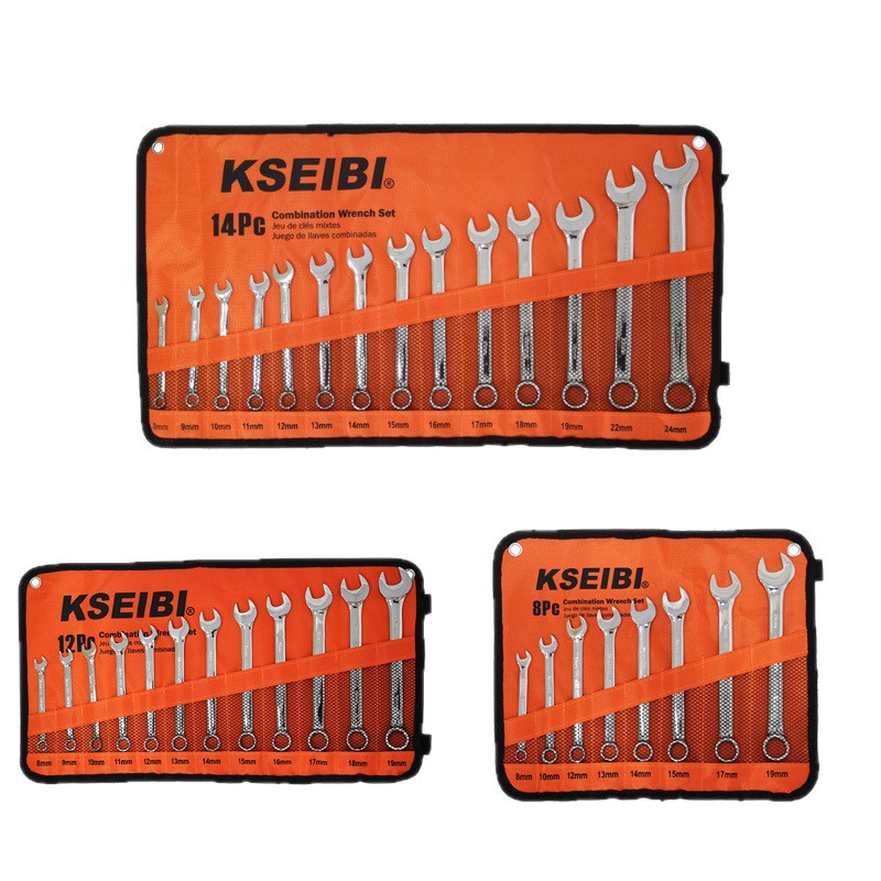 Chromium-vanadium steel dual-purpose rigid wrench set, multi-specification mirror surface plum blossom opening dual-purpose wrench, auto repair hardware tools Item Picture